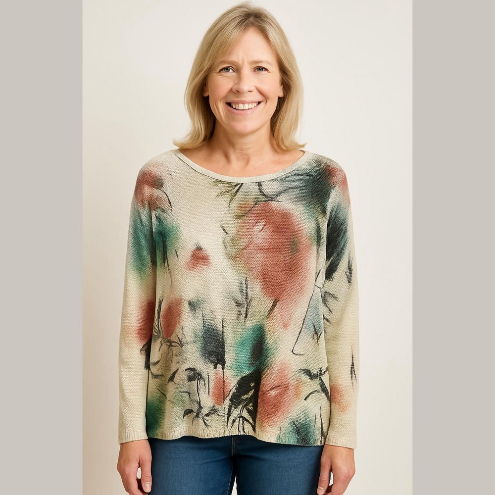 Luisa Ricci Italy Floral Knit Top Medium
